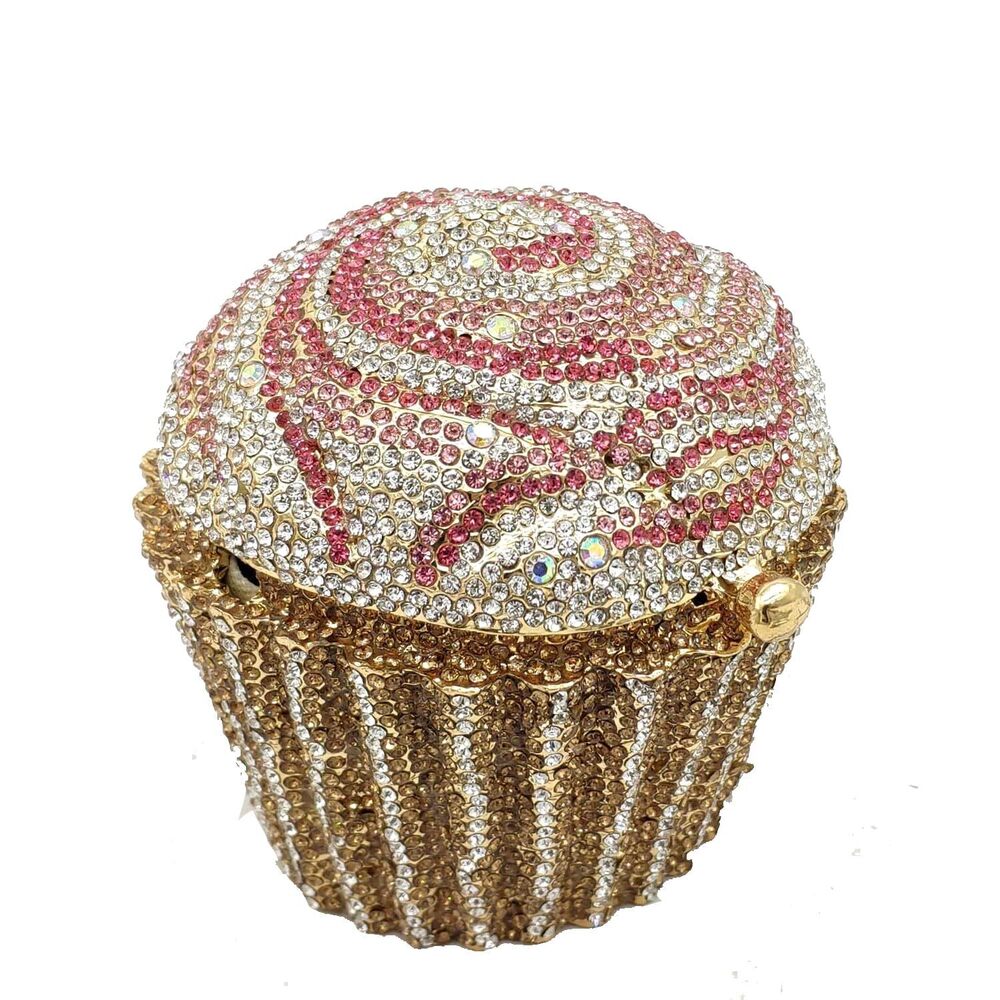7354 Novelty Cupcake Minaudiere Handbags Evening Bag Party Crystal Clutch